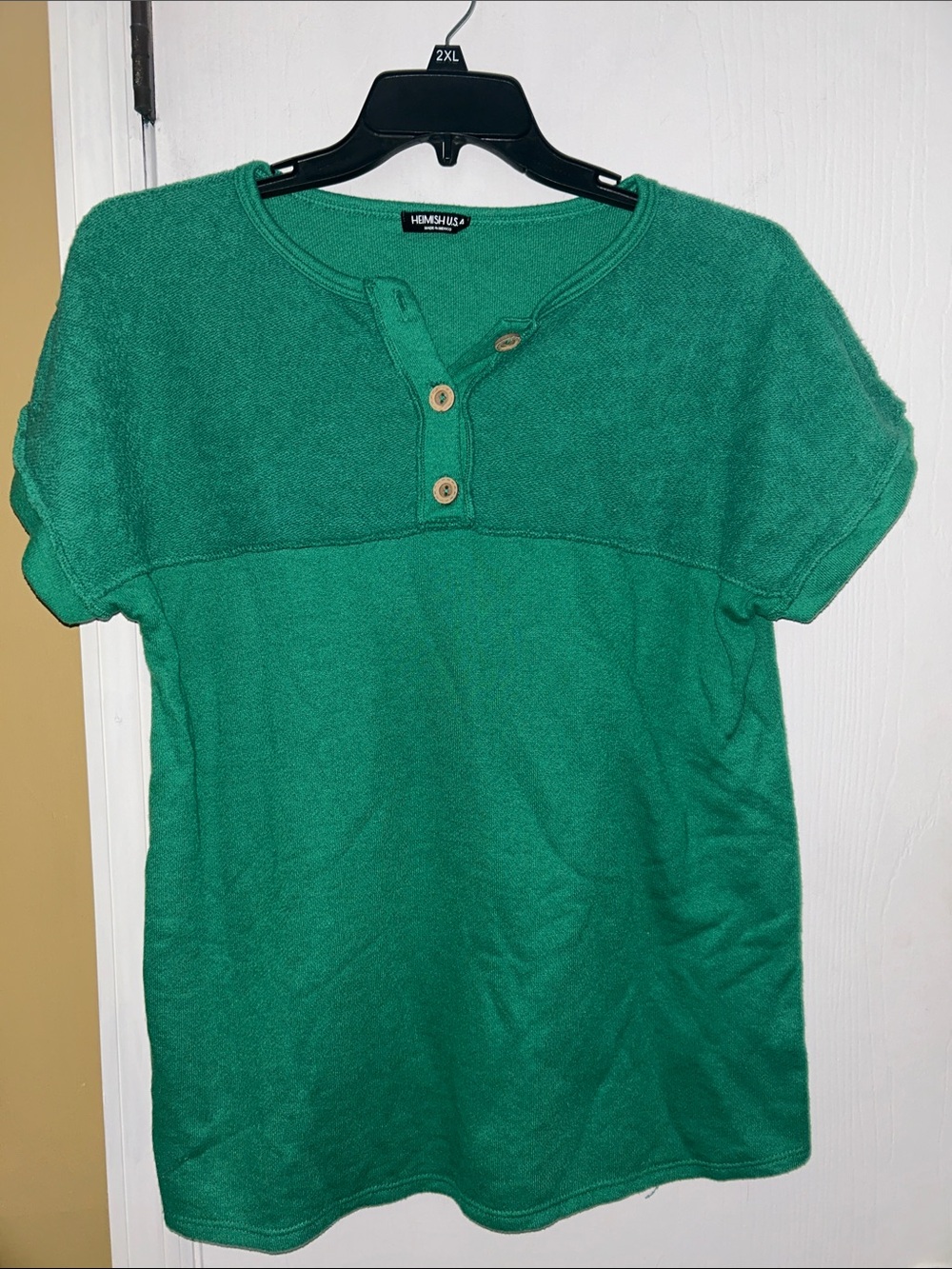 Heimish U.S.A. Green Knit Henley Top